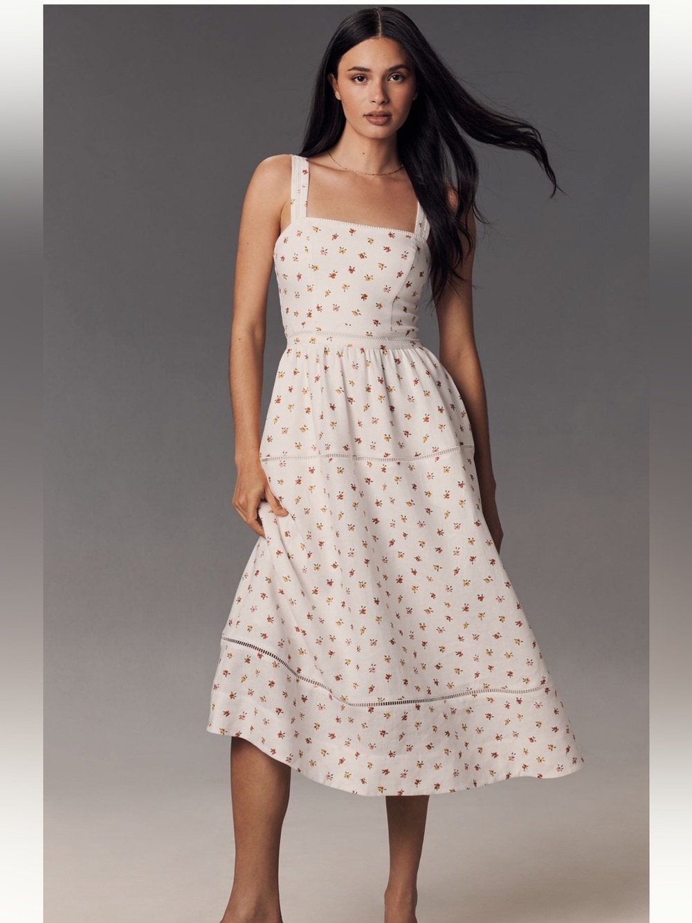 Reformation Everett White Sundress with Floral Print 100% Linen. New with tags